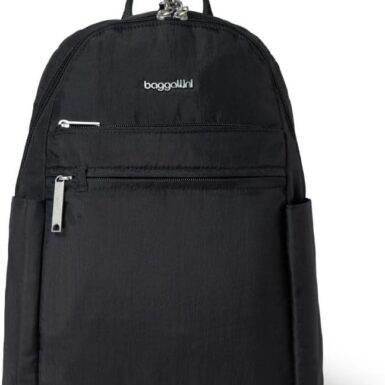 Baggallini Securtex® Anti-theft Vacation Travel Backpack 10x13 Slash-Resistant Nylon Daypack w/RFID, Black